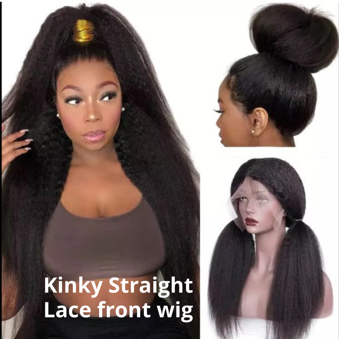 KINKY STRAIGHT LACE FRONT WIG (BLACK) (COPY)