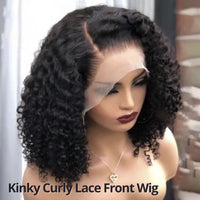 KINKY CURLY BOB WIG LACE FRONT HUMAN HAIR WIGS FOR WOMEN PRE PLUCKED 13×4 TRANSPARENT LACE FRONTAL WIG