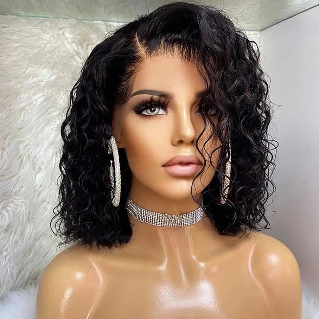 HD FRONT LACE WIG HUMAN HAIR BOB WIG WITH BABY HAIR CURLY SHORT BOB WIG