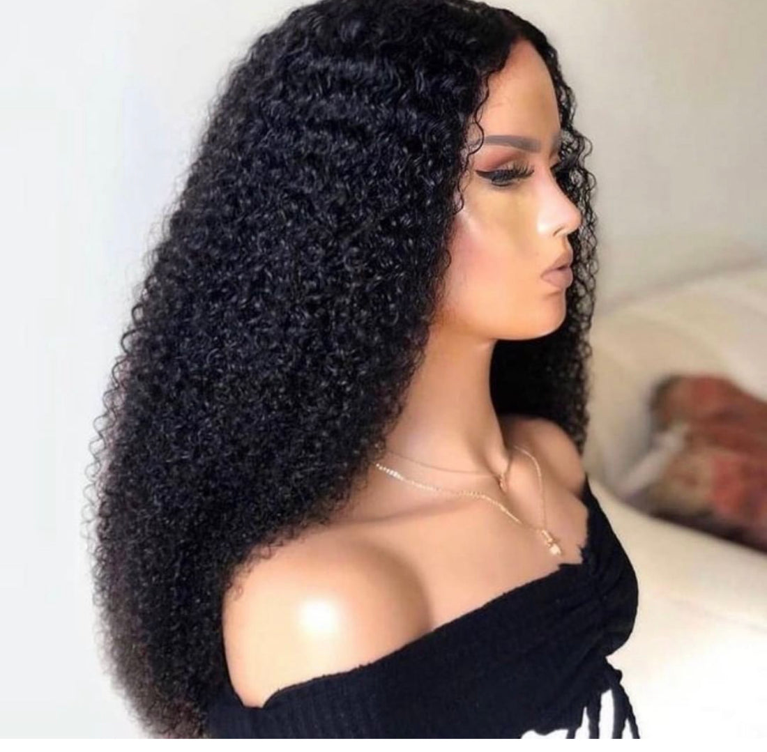 CURLY LACE FRONT WIG HUMAN HAIR 100% NATURAL BRAZILIAN VIRGIN HUMAN HAIR THAT REMAINS UNPROCESSED.