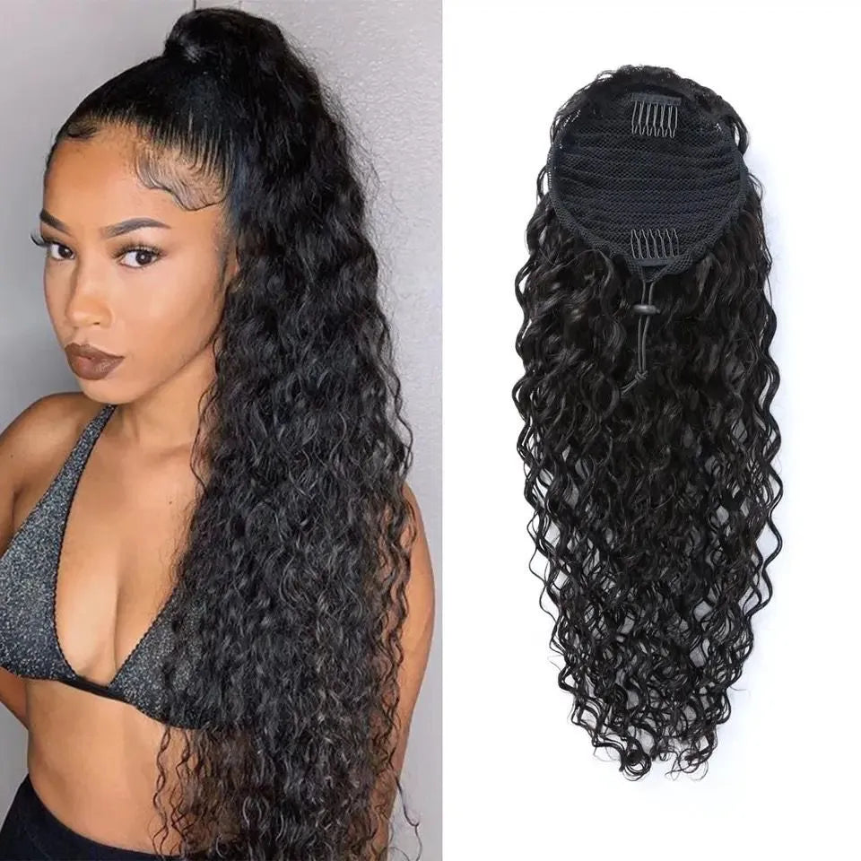 DEEP CURLS HUMAN HAIR PONYTAIL